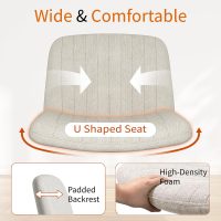 Meilocar Criss Cross Chair with Wheels, Cross Legged Office Chair, Armless Office Chairs Height Adjustable Swivel Fabric Vanity Chairs for Home Office Bedroom, Beige - Image 4