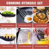 RAXCO Kitchen Utensils Set,18-Piece Cooking Tools and Sharp Knives,Stainless Steel Holder and Cutting Board - Image 3