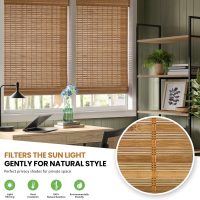 LazBlinds No Tools No Drill Cordless Bamboo Roman Shades, Custom Light Filtering Window Treatment, Roll Up Bamboo Blinds for Windows, Squirrel - Image 4