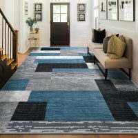 Large Area Rugs,Modern Geometric Patchwork Floor Decor for Bedroom Aesthetic Carpet, Rockwood Collection, Indoor Rugs for Living Room, Dining Room, Nursery, Office, Machine Washable Rug,6x9 Ft Blue - Image 2