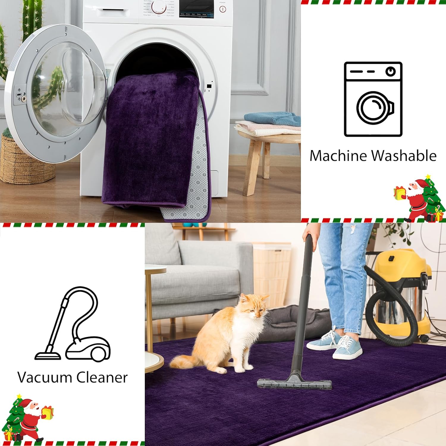 Przemy Washable Area Rug for Bedroom Living Room, 4x6 Feet Dark Purple Memory Foam Rug, Super Soft Modern Indoor Carpet for Bedside Kids Room Girls Boys Dorm Nursery Decor Mat - Image 5
