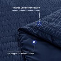 HYMOKEGE Navy Blue Queen Comforter Set Seersucker 7 Pieces, All Season Luxury Bed in a Bag for Bedroom, Bedding Set with Comforters, Sheets, Pillowcases & Shams - Image 5