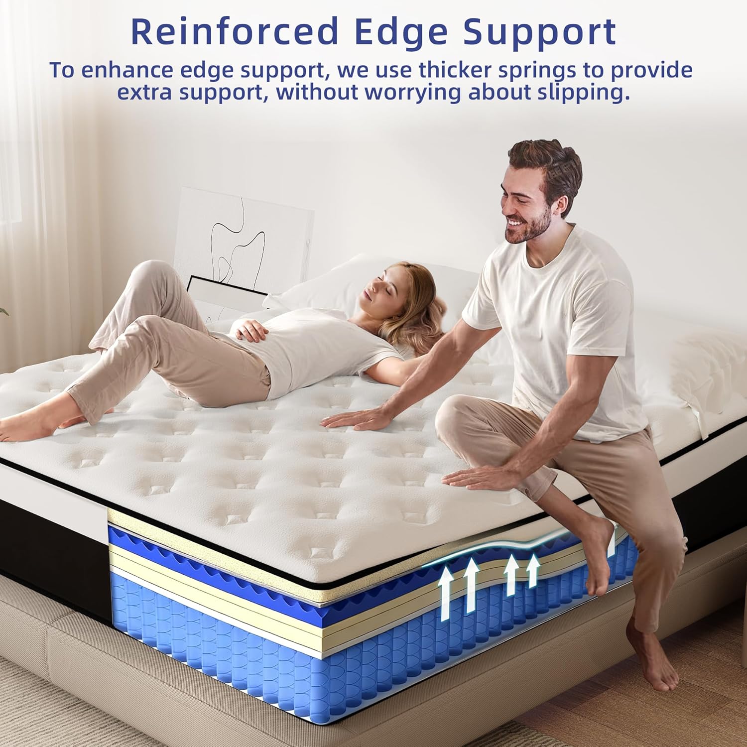 Queen Mattress, 12 Inch Queen Hybrid Mattress in a Box with Memory Foam, Medium Firm, Euro Top, Reinforced Edge Support, Pressure Relief & Motion Isolation, CertiPUR-US Certified - Image 6