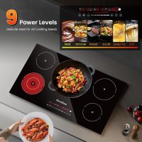 Electric Cooktop 36 Inch, OmniEase Built-in Electric Cooktops 5 Burner Stove Top, 36" Radiant electric Cook top Stovetop with Kid Safety Lock, Timer, 9 Heating Level, 9600W, 220-240V for Hard Wire - Image 4