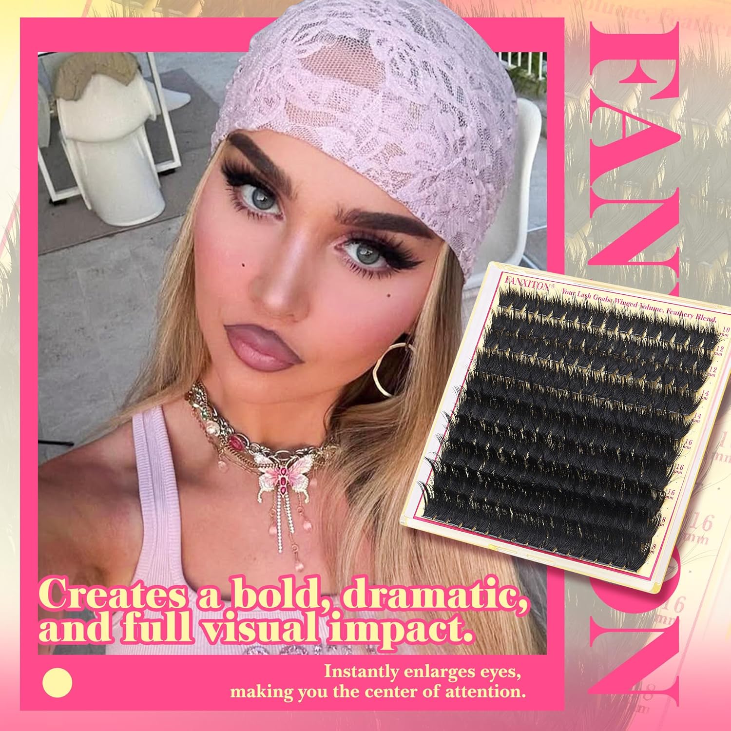 Volume Lash Clusters with Spiky Manga Lash Clusters 300D Eyelash Clusters 10-18MM Thick Wispy D Curl Cluster Eyelash Extensions 3D Fluffy Cluster Eyelash Extensions by FANXITON - Image 5
