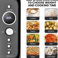 Total Chef Retro Microwave Oven | 20L / 0.7 Cu Ft | Quick Start & Defrost By Weight/Time | 8 Pre-set Cooking Modes For Coffee, Rice, Pasta, Potato, Reheat, Fish, Pizza, Popcorn | 700W | Black - Image 4
