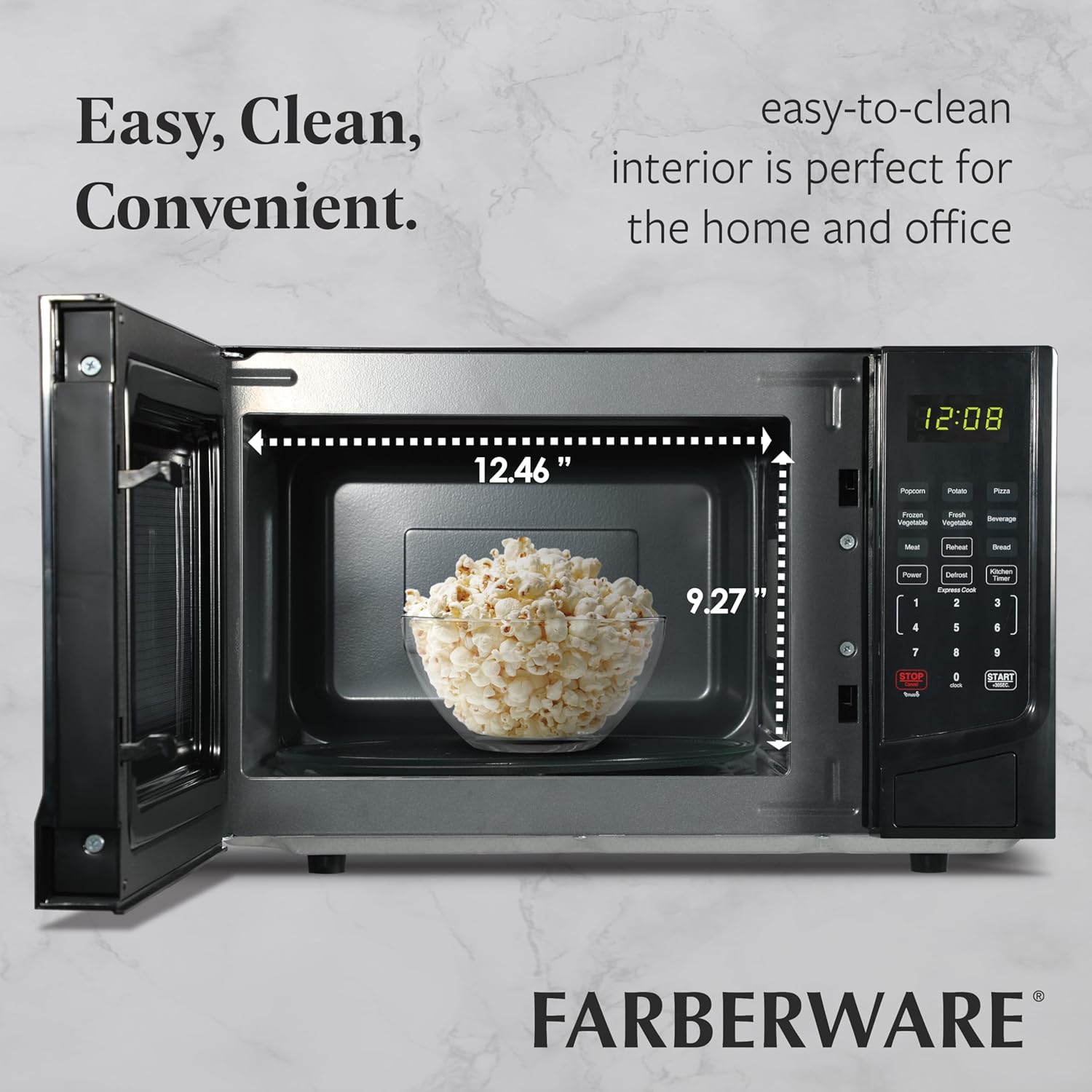 Farberware 0.9 Cu. Ft. Black Microwave Oven, 900W with LED Display, 10 Power Levels, 8 Auto-Cook Presets, Express Cooking & Defrost - Image 5