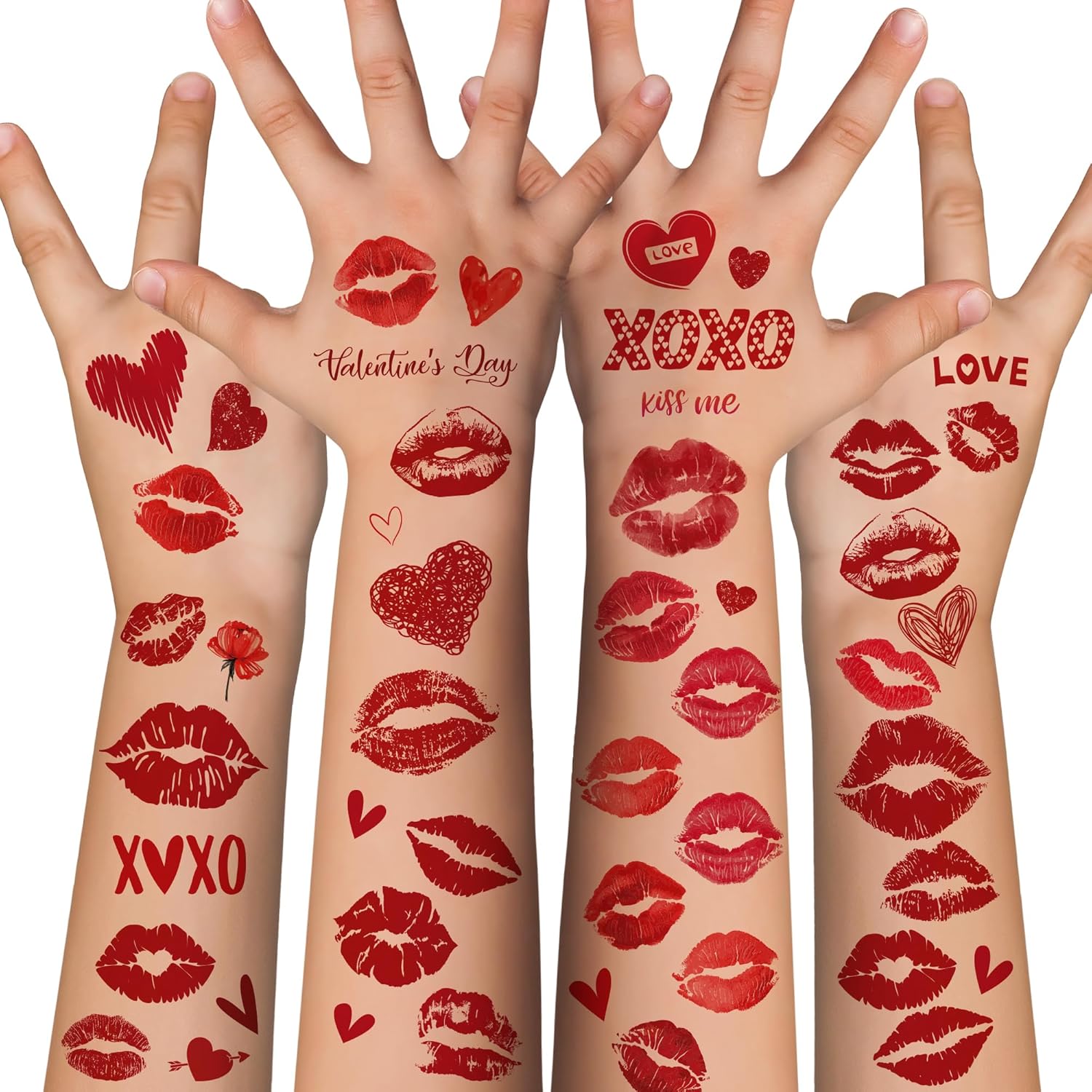 Cupid Costume Women - 120 Pack Kiss Tattoos Temporary - Lip Tattoo Cupid Accessories Bow and Arrow Shirts Dress | Heart Lipstick Stickers Gifts Holiday Party Favors Crafts Decor for Women Adults