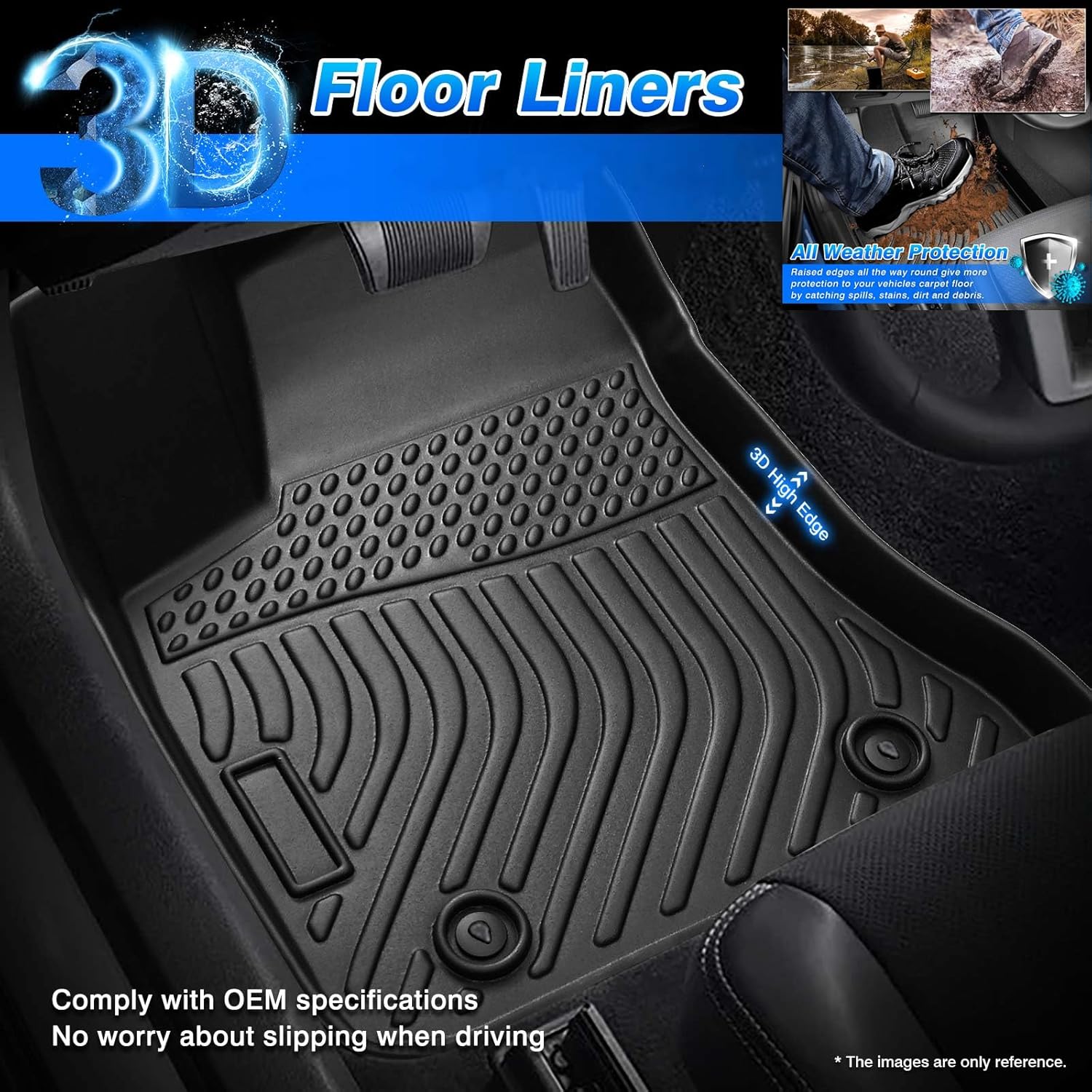 Floor Mats for Volkswagen Tiguan 2018-2023 2024 (Only for 5 Seater) All Weather Cargo Liner for Tiguan Accessories TPE Car Floor Mats Carpet Protection - Image 2