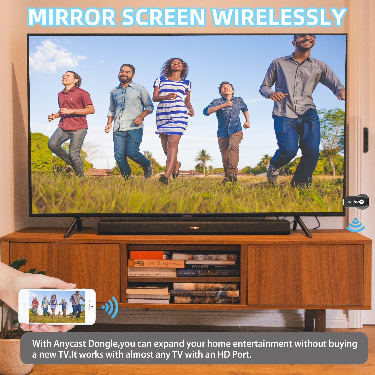 Anycast Wireless HD Display Adapter Receiver 1080P Screen Mirroring Streaming Media Dongle Compatible with iOS/Android/Windows/Mac to HDTV Monitor Projector - Image 2