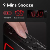 Projection Alarm Clock, Digital Clock with 180° Rotatable Projector, 5-Level Brightness Dimmer, Clear LED Display, USB Charger, Progressive Volume, 9mins Snooze,12/24H, for Bedroom - Image 7