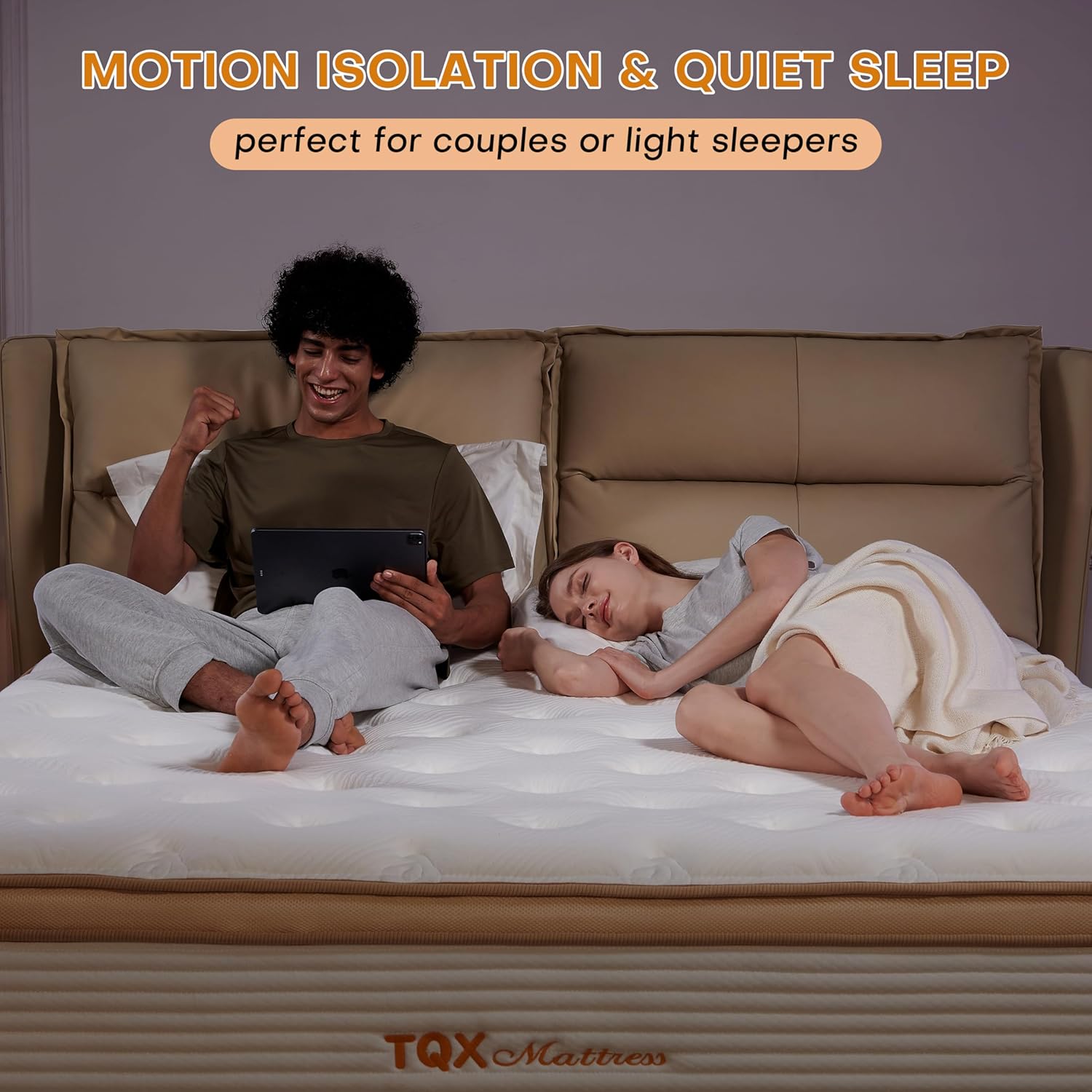 TQX Queen Mattress,12 Inch Hybrid Mattress in a Box: Memory Foam & Pocket Springs for Pressure Relief, Motion Isolation, Medium Firm,CertiPUR-US Certified,Fiberglass Free, 365 Night Trial - Image 8