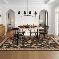 Mushroom Washable Rug 5x7 Area Rugs for Living Room, Insect Print Rug for Bedroom, Non Slip Throw Carpet with Rubber Back, Soft Low Pile Dining Room, Brown - Image 6