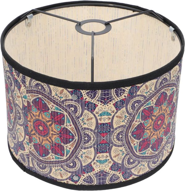 Uonlytech Drum Lamp Shade, Vintage Mandala Printing Lampshade Chandelier Light Cover Replaceable Light for Table Floor Pendant Lamps, 30X20CM
