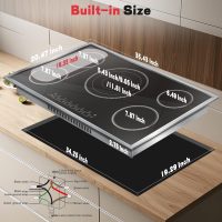 36 Inch Electric Cooktop, 5 Burner Stove Top Touch Control, 36" Glass Ceramic Stove Top 9600W with BBQ & Flexible Zone, Child Lock, Timer, Overheat Protection, 220-240V Hard Wired (No Plug) - Image 7