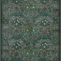 Lahome Floral Washable Rugs 5x7, Soft Green Rugs for Bedroom Living Room, Boho Non Slip Low Pile Forest Stain Resistance Large Throw Carpet for Farmhouse Dining Room Office, Dark Green - Image 7