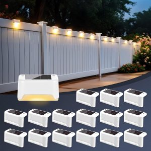 SOLPEX Solar Fence Lights Outdoor 16 Pack, Solar Step Lights Waterproof Led Solares Light for Outdoor Stairs, Deck, Fence, Yard, Patio, and Balcony(Warm White)