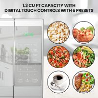 Total Chef Compact Countertop Microwave Oven, 1100W, 1.3 Cubic Feet Capacity, Digital Touchscreen Controls, One-Touch Push-Button Opening, 6 Pre-Set Cooking Modes, Silver Stainless Steel - Image 4