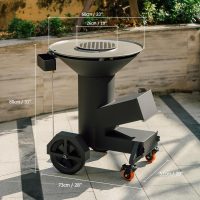3-in-1 Rocket Stove with Griddle, Grate & Pot Rack, Large Wood BBQ Grill with Wheels, Ash Tool & Cover, Outdoor Stove for Patio Barbecue Cooking Backyard Camping RV Tailgating, GS346 - Image 2