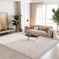 5x7 Area Rugs for Living Room, Beige Floral Washable Rugs for Dining Room, Bedroom, Home Office, Vintage Non-Slip Thin Rug - Image 9