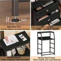 Furnulem Black Night Stand, Small Dresser for Bedroom, Nightstand with 3 Fabric Storage Drawers and 2-Tier Shelf, End Table Side Furniture for Closet, Hallway, Nursery, Sturdy Steel Frame, Wood Top - Image 6