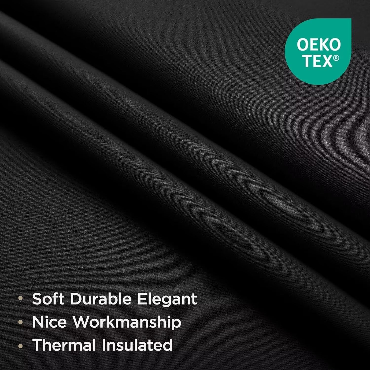 Joydeco Blackout Curtains for Bedroom, Black Out Curtains 96 Inch Long, Black Curtains with Rod Pocket Back Tab, Room Darken Light Blocking Noise Reducing Wrinkle-Free Drapes for Living Room, 2 Panels - Image 2