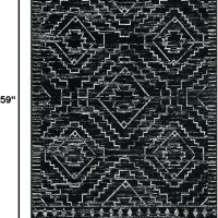 Wonnitar Moroccan 3x5 Rug, Black Washable Small Rug for Bedroom, Non-Slip Geometric Tribal Entry Throw Mat, Boho Farmhouse Rustic Soft Low Pile Area Rug for Bathroom Dining Guest Room (Black,3'x5') - Image 2