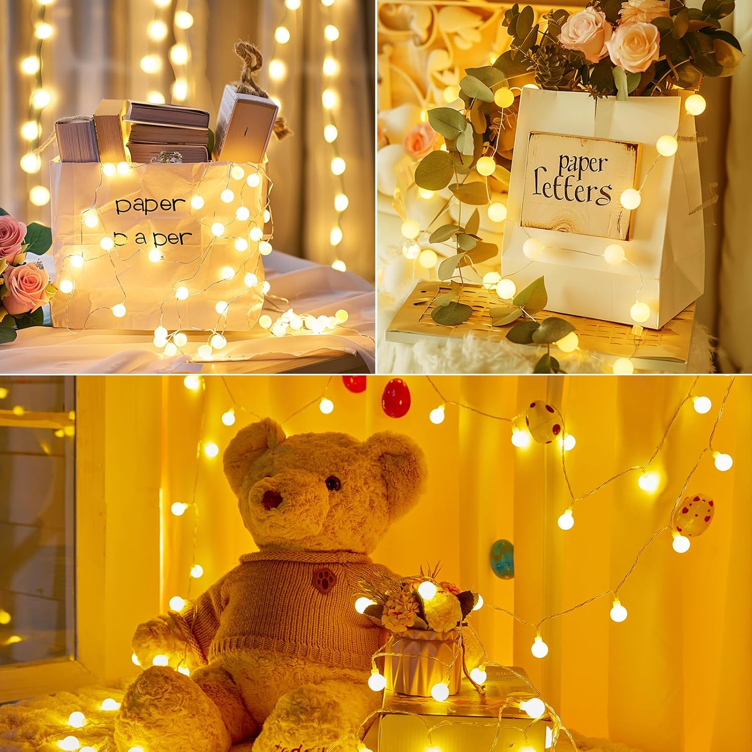 Minetom 2 Pack USB Globe String Lights for Bedroom, 32.8 Feet 100 LED USB Fairy Lights with Remote, Mini Globe Lights for Indoor Classroom Decor Dorm Tent Patio Wall Canopy Party Wedding Tree Xmas - Image 5