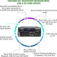 Home Theater System Kit 1000 Watts Bluetooth Receiver w/ 6 Qty 5.25" 175 Watts Each in-Wall in-Ceiling Speakers & 16 Gauge 250 ft. Speaker Wire Portable Microphone w/Remote Control by Technical Pro - Image 3
