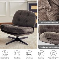 Redlife Criss Cross Chair No Wheels Corduroy Swivel Accent Chair Comfy Lounge Chairs Armless Wide Lazy Upholstered Chairs for Bedroom Living Room Reading Room (Coffee) - Image 5