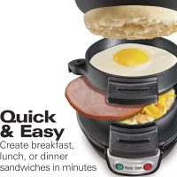 Hamilton Beach Breakfast Sandwich Maker with Egg Cooker Ring, Customize Ingredients, Perfect for English Muffins, Croissants, Mini Waffles, Perfect White Elephant Gifts, Black (25477) - Image 2