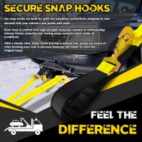 V-Bridle Tow Strap 2" x 4' with Snap Hooks, Cordura Sleeve, and Axle Straps | D-Ring for Enhanced Stability | Recovery Strap 5500lbs Load for Car Towing, Rollback, Flatbed, Tow Truck - Image 6