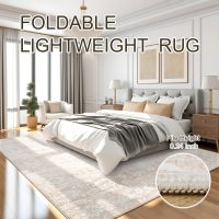 5x7 Area Rugs for Living Room, Beige Floral Washable Rugs for Dining Room, Bedroom, Home Office, Vintage Non-Slip Thin Rug - Image 6