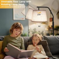 SUNMORY Floor Lamps for Living Room, 9W Bulb Included, Tall Lamp for Bedroom with Adjustable Head, Modern Standing Lamp, 0-100% Dimmable Arc Floor Lamp for Dining Room Office Nursery, Black. - Image 2