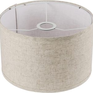 11"x11"x8" Assembly Required Lampshade for Floor Lamp, Table Lamp, Bedside Lamp, Fabric Drum Lampshade Classic Modern Style, Spider Fitter, Linen - Beige