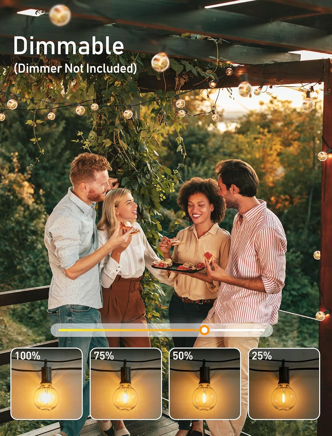 Brightown Outdoor String Lights - Connectable Commercial LED Patio String Lights with G40 Globe Plastic Bulbs, All Weatherproof Hanging Lights for Outside Backyard Porch (80 FT - 40 LED Bulbs) - Image 6