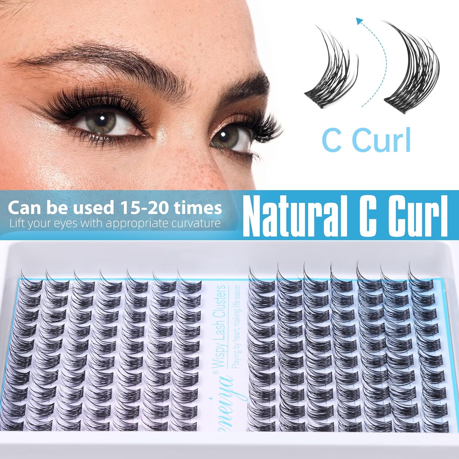 Short Lash Clusters Wispy C Curl Eyelash Clusters 10-12MM Individual Eyelashes Natural Cluster Eyelash Extensions Natural Looking Cluster Lashes by Geeneiya(154PCS, C Curl, 10-12mm) - Image 2