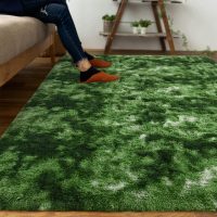 DweIke Fluffy Dark Green Rugs for Bedroom Living Room, 3x5 Feet Soft Plush Shaggy Tie-Dyed Forest Moss Green Girls Boys Kids Rug, Non-Slip and Machine Washable Carpet for Dorm Nursery Decor - Image 2
