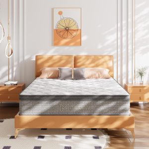 Queen Mattress,10 Inch Gel Memory Foam and Innerspring Hybrid Mattress in a Box with Individual Pocket Spring for Motion Isolation & Silent Sleep,CertiPUR-US,100 Nights Trial