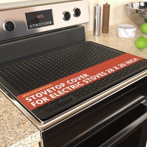 Silicone Electric Stove Top Cover Mat - 28"x20"Ceramic Stove top Cover, Heat Resistant Glass Cooktop Cover, Flat RV Range Stovetop Protector, Extra Large Silicone Dish Drying Mat - BLACK