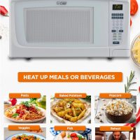 COMMERCIAL CHEF 1.6 Cubic Foot Microwave with 10 Power Levels, Small Microwave with Push Button, 1000 Watt Microwave with Digital Control Panels, Countertop Microwave with Timer, White - Image 2