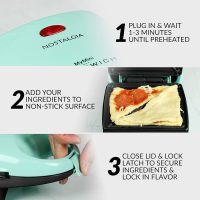 Nostalgia MyMini Personal Sandwich Maker, Nonstick Panini Press, Pizza Pockets, Quesadillas, Mint Green - Image 4