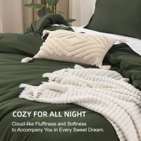 Litanika Dark Olive Green Comforter Set King, 3 Pieces Solid Bedding Comforter Set, All Season Fluffy Bed Set (104x90In Comforter & 2 Pillowcases) - Image 7