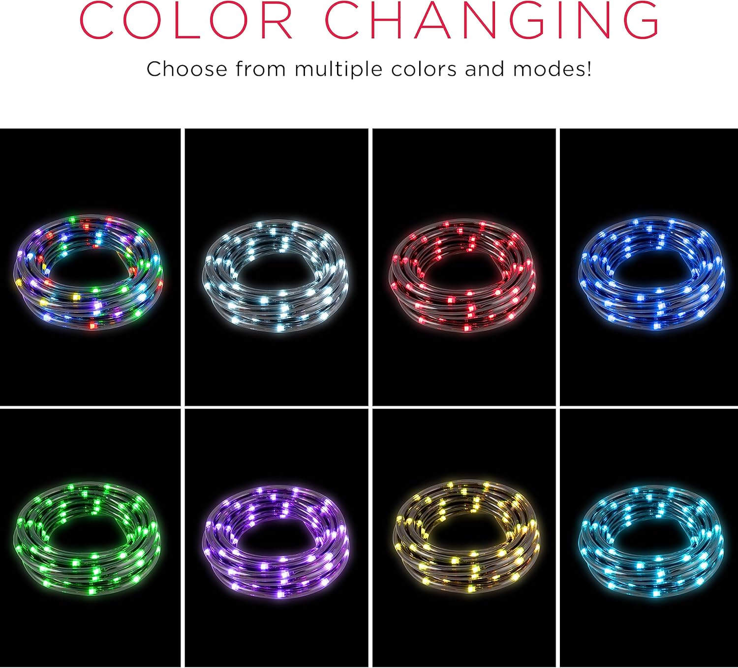 UltraPro LED Rope Lights, 25ft Premium Smoke Black Rope, Color Changing Light, RGB, Indoor/Outdoor, Discreet, Elegant, Flexible, Linkable, Durable, Rope Lights Outdoor, 63244 - Image 5