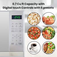 Total Chef 0.7 Cu Ft Microwave Oven - Stainless Steel Compact Style Microondas, Smart Countertop Kitchen Appliance With Digital Touch Use, Pre-Set Function, 10" Turntable, Easy To Use Horno, 700 watt - Image 4