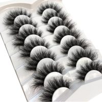 Pooplunch False Eyelashes Faux Mink Lashes Cat-Eye Look 18MM Wispy Long 8D Volume Fake Eyelash Strips 7 Pairs Pack - Image 6