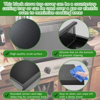 Gas Stove Cover Board, Resistance to Heat Range Covers for Gas Stove, Large Black Stove Top Covers (L30’’ x W22'' xH2.75'') with Anti-slip Silicone Feet, Anti-collision Corner Guards - Image 4