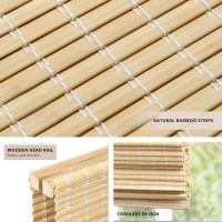 LazBlinds No Tools No Drill Cordless Bamboo Roman Shades, Custom Privacy Light Blocking Window Treatment, Roll Up Bamboo Blinds for Windows, DP-Natural - Image 2