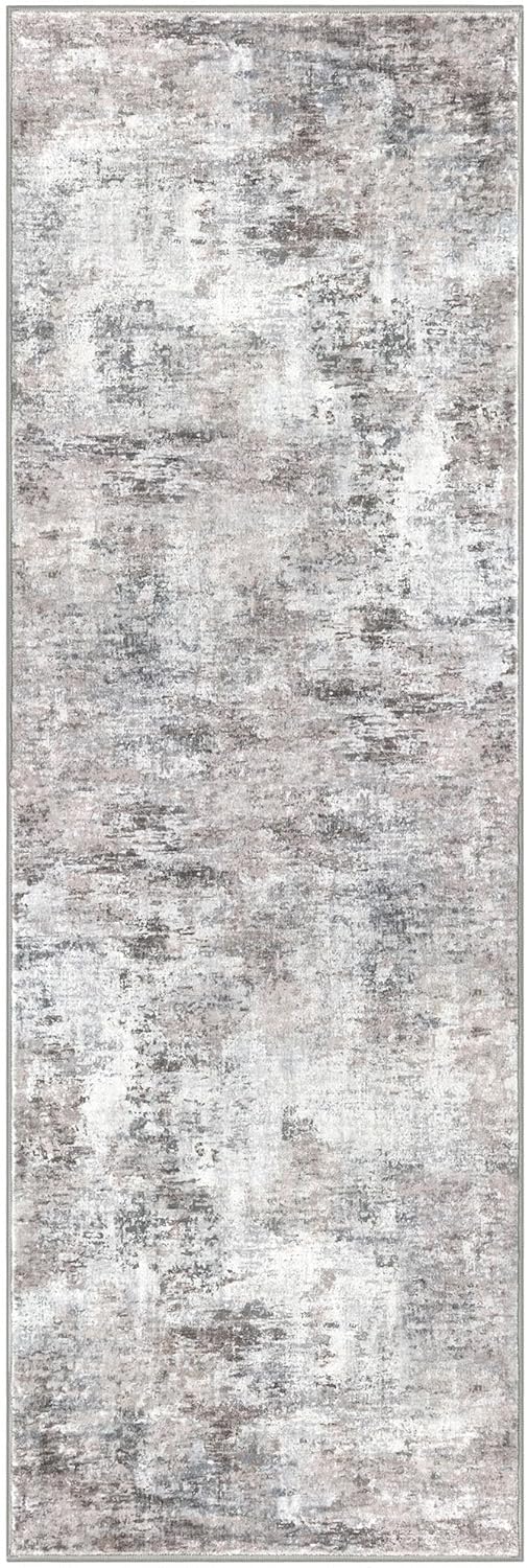 Modern Abstract Runner Rug 2x6, Beige Grey Washable Kitchen Runner Non-Slip Soft Hallway Rug Runner Thin Print Faux Wool Carpet for Entryway Bedroom Laundry Room Indoor Home Decor - Image 9