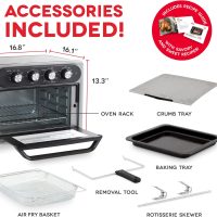 Dash Chef Series 7 in 1 Convection Toaster Oven Cooker, Rotisserie + Electric Air Fryer with Non-stick Fry Basket, Baking Pan & Rack, Skewers, Drip Tray & Recipe Book, 23L, Graphite - Image 6
